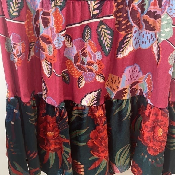 Anthropologie Farm Rio Drea Tiered Velvet Midi Maxi Skirt Floral-Boho-NWT—SP - Picture 10 of 11